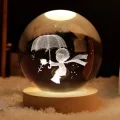 BUĞZ Dekoratif Küçük Prens Tasarımlı Ahşap Altlıklı Işıklı Cam Küre Cam:6cm Ahşap:2cm