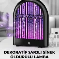 BUĞZ Dekoratif Şarjlı Sinek Öldürücü Lamba Mor Işıklı Sivrisinek Tuzağı Gece Lambası Modeli