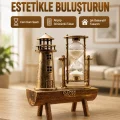 BUĞZ Deniz Feneri Tasarımlı Ahşap Kum Saati – Retro Masa Aksesuarı Yeni Nesil