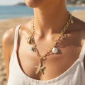 BUĞZ Deniz Yıldızı Charm Detaylı Gold Renk Zincir Kolye