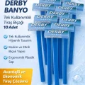 BUĞZ Derby Banyo Tek Kullanımlık Tıraş Bıçağı 10 Adet Plastik Saplı Ekonomik Pratik Tıraş Jileti