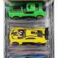  Die Cast Metal 3lü Yarış Arabaları Yeşil Araçlı