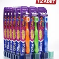 BUĞZ Difaş Kids Çocuk Diş Fırçası 12 Adet Standlı Yumuşak Kıllı Koruyucu Kapaklı Toplu Paket