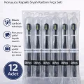BUĞZ Difaş Med Clean Black Carbon Diş Fırçası 12 Adet Standlı Koruyucu Kapaklı Siyah Karbon Fırça Seti