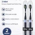 BUĞZ Difaş Med Clean Black Carbon Diş Fırçası 2 Adet Koruyucu Kapaklı Siyah Karbon Fırça Seti