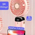 BUĞZ Dijital ekranlı şarjlı bej el vantilatörü masa ve boyun kullanımı 2 yıl garantili