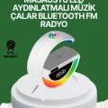 BUĞZ Dijital Saatli Kablosuz Şarj Destekli RGB LED Işıklı Bluetooth Ses Sistemi
