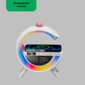 BUĞZ Dijital Saatli Kablosuz Şarj Destekli RGB LED Işıklı Bluetooth Ses Sistemi