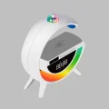 BUĞZ Dijital Saatli Kablosuz Şarj Destekli RGB LED Işıklı Bluetooth Ses Sistemi