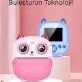 BUĞZ Dijital Video Fotoğraf App Destekli Çocuk Kamerası Termal Resim Kağıt Baskılı Yazıcı Pembe