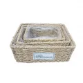 BUĞZ Dikdörtgen Doğal Hasır Saksı Seti - 3lü