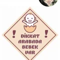 BUĞZ "Dikkat Arabada Bebek Var" Sticker – 10x10 Cm Folyo Baskılı Uyarı Etiketi