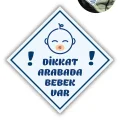 BUĞZ DİKKAT ARABADA ERKEK BEBEK VAR - EMZİKLİ Uyarı Stickerı | Araba Camı İçin 10x10 cm Etiket