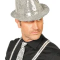BUĞZ Disko Star Gümüş Payetli Fötr Şapka Yetişkin Boy