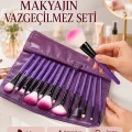 BUĞZ Doğal Görünüm Sağlayan Yumuşak Kıllı 12 Parça Makyaj Fırça Seti Günlük ve Profesyonel Kullanıma Uygun