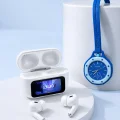 BUĞZ Dokunmatik Kablosuz Kulaklık + Mavi Askılı Analog Charm Saat İkili Set - BUĞZ