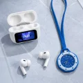 BUĞZ Dokunmatik Kablosuz Kulaklık + Mavi Askılı Analog Charm Saat İkili Set - BUĞZ
