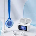 BUĞZ Dokunmatik Kablosuz Kulaklık + Mavi Askılı Analog Charm Saat İkili Set - BUĞZ