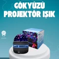 BUĞZ Döner Galaxy Projektör Gece Lambası – Ay ve Yıldız Işıklı Atmosfer Lamba, USB Bağlantılı
