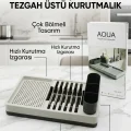 BUĞZ Drenajlı Gri Bulaşıklık Tezgah Üstü Tabak Bardak Kurutma Mutfak Düzenleyici
