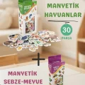 BUĞZ Eğitici Oyuncak Seti Manyetik Hayvanlar ve Sebze Meyveler 56 Parça