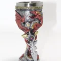 BUĞZ Ejderha Ve Kılıç Temalı 3D Kabartmalı Çelik Kadeh Bardak