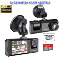 BUĞZ Ekranlı Çift Yönlü Araç İçi Kayıt Cihazı, Full HD 1080P Çözünürlük ve Gece Görüş Özellikli