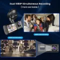 BUĞZ Ekranlı Çift Yönlü Araç İçi Kayıt Cihazı, Full HD 1080P Çözünürlük ve Gece Görüş Özellikli