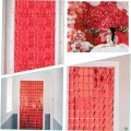 BUĞZ Ekstra Metalize Kırmızı Renk Disko Dikdörtgen Kesim Kapı Perdesi Dekorasyon 1x2 Metre