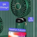 BUĞZ El vantilatörü dijital ekranlı şarjlı mini masa boyun tipi 2 yıl garantili haki renk