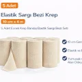 BUĞZ Elastik Sargı Bezi Krep 10 cm x 4 m 5 Adet Esnek Krep Bandaj Elastik Sargı Bezi Seti