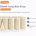 BUĞZ Elastik Sargı Bezi Krep 15 cm x 4 m 10 Adet Esnek Krep Bandaj Elastik Sargı Bezi Seti