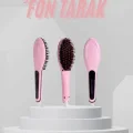  Elektrikli Saç Düzleştirici Tarak Saç Düzleştirici Fırça Sıkı Dişli Pembe
