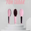  Elektrikli Saç Düzleştirici Tarak Saç Düzleştirici Fırça Sıkı Dişli Pembe
