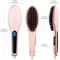  Elektrikli Saç Düzleştirici Tarak Saç Düzleştirici Fırça Sıkı Dişli Pembe