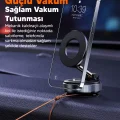 BUĞZ Elektrikli Vakumlu Araç İçi Telefon Tutucu - Güçlü Manyetik MagSafe Uyumlu