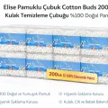 BUĞZ Elise Pamuklu Çubuk Cotton Buds 200’lü Kulak Temizleme Çubuğu Doğal Pamuk 12 Paket