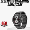  Erkeklere Özel Akıllı Saat Çelik Kordon Bluetooth Bağlantılı İOS ve Android Uyumlu