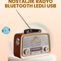 BUĞZ Eskitme Tasarımlı Ahşap Bluetooth Radyo LED Aydınlatmalı