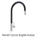 BUĞZ Esnek Kıvrılabilir Renkli Silikon Oynar Başlıklı Musluk Bataryası Başlığı Kubar