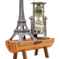 BUĞZ Eyfel Kulesi Tasarımlı Kum Saati Kristalleştirilmiş Kum Saati Dekoratif Ahşap Görünümlü
