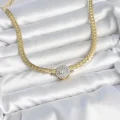 BUĞZ Ezme Zincir Model Zirkon Taşlı VIP Seri Gold Renk Kadın Kolye