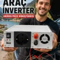 BUĞZ 500W Fanlı Akü İnverteri 12V DC Giriş 220V AC Çıkış USB Portlu Taşınabilir Araç Kullanımı