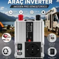BUĞZ 500W Fanlı Akü İnverteri 12V DC Giriş 220V AC Çıkış USB Portlu Taşınabilir Araç Kullanımı