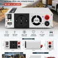 BUĞZ 500W Fanlı Akü İnverteri 12V DC Giriş 220V AC Çıkış USB Portlu Taşınabilir Araç Kullanımı