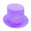 BUĞZ Floresan Mor Renk Simli Uzun Fötr Melon Şapka 12 cm