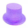 BUĞZ Floresan Mor Renk Simli Uzun Fötr Melon Şapka 12 Cm
