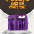 BUĞZ Fondöten, Allık ve Far Uygulamalarına Uygun 12 Parça Makyaj Fırça Takımı Ergonomik Saplı