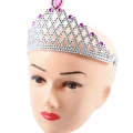 BUĞZ Fuşya Kalpli Gümüş Renk Kraliçe Tacı Prenses Tacı