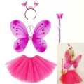 BUĞZ Fuşya Kelebek Kostümü - Fuşya Kelebek Kostüm Aksesuar Seti 4 Parça